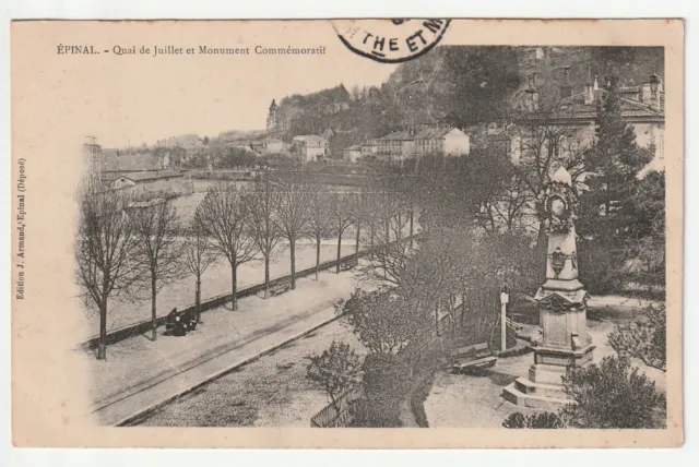 EPINAL - Vosges - CPA 88 - Quai de juillet & monument Commemoratif de 1870