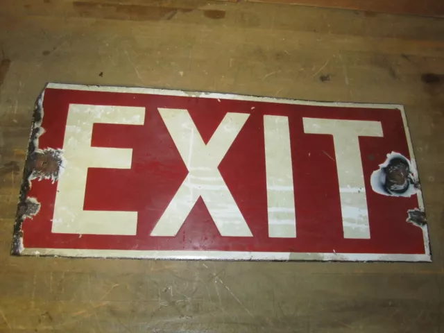 Antique Porcelain Exit Sign, Thick, Heavy, Industrial, Factory,  S603