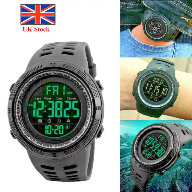 Mens/Womens Digital Watch Army Military Alarm Waterproof Sport  SKMEI 1251