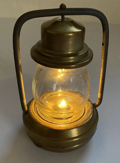 Antique Small  Brass Lantern 1930s Art Deco  Battery Operated