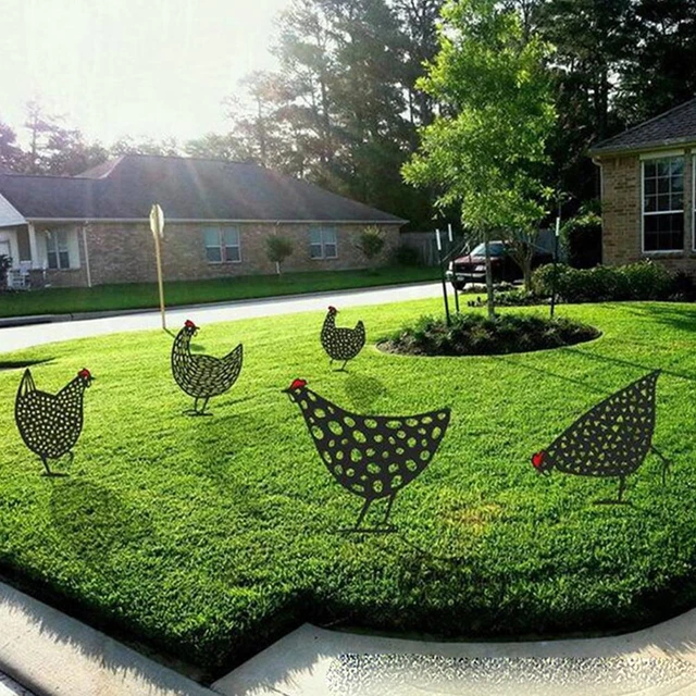 Hühnerhof Kunst Outdoor Garten Hinterhof Rasenpfähle Hof Metall Henne Geschenk. J3D0