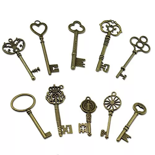 PsmGoods® Weinlese-Skeleton Antique Keys Charme DIY Vorhängeschloss Old Style...