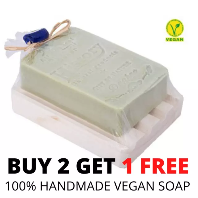 Vegan Herbal Beauty Body Face Hand Made Laurel Daphne Soap Bars with Grid Tray
