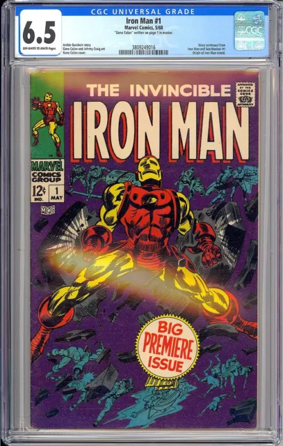 Iron Man #1 Signed by Gene Colan Silver Age Vintage Marvel Comic 1968 CGC 6.5