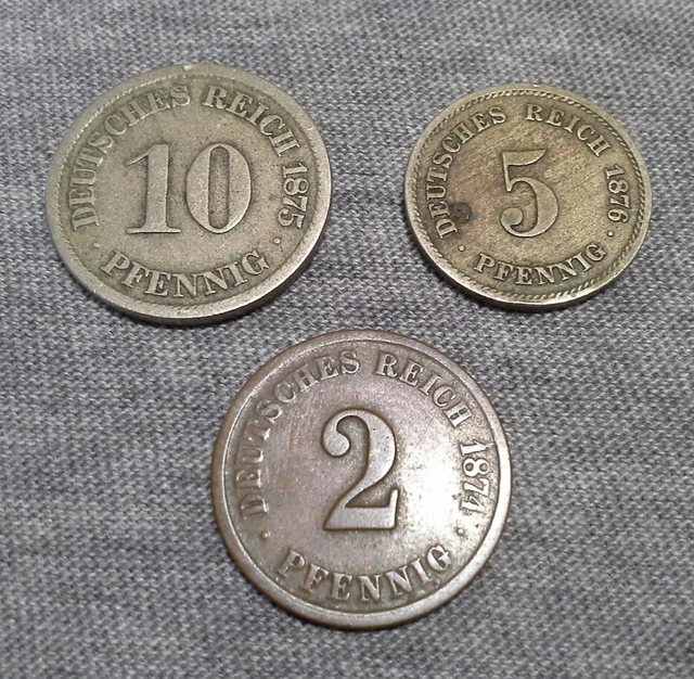 Lot of 3 Antique German Germany Pfennig Eagle Coins Deutsches Reich 1800's