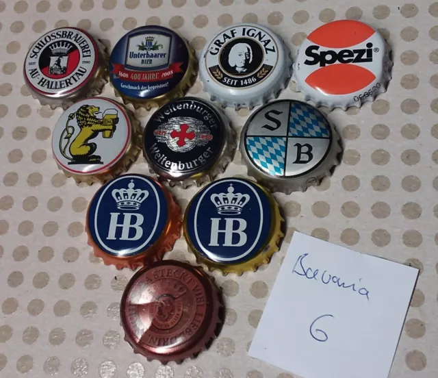 10x verschiedene Kronkorken aus Bayern, Bavaria - Crown/Bottle caps - No.6