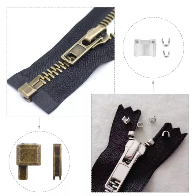 123pcs Metal Zipper Repair Kit Latch Slider Zipper Stops Retainer