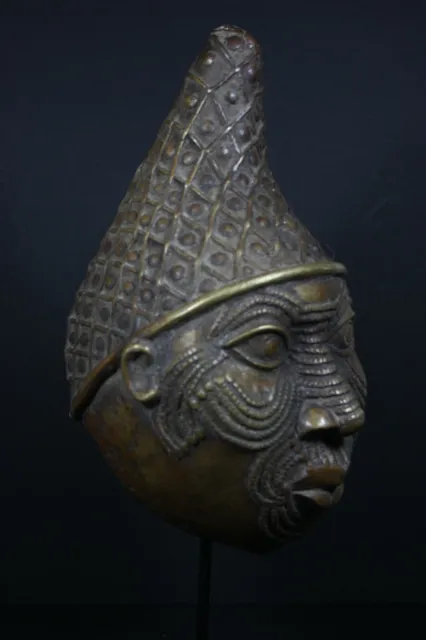 African Benin Bronze OBA Queen Mask - Benin, Nigeria TRIBAL ART CRAFTS