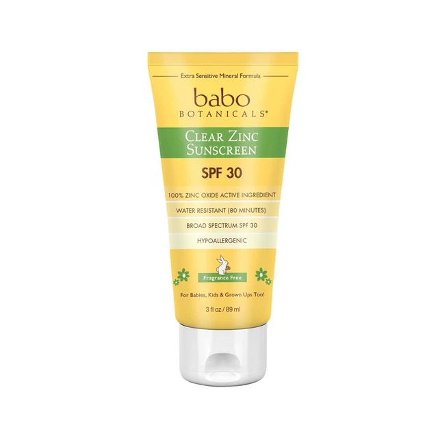 Babo Botanicals Clear Zinc Sunscreen Lotion SPF 30 Broad Spectrum Sensitive 3oz