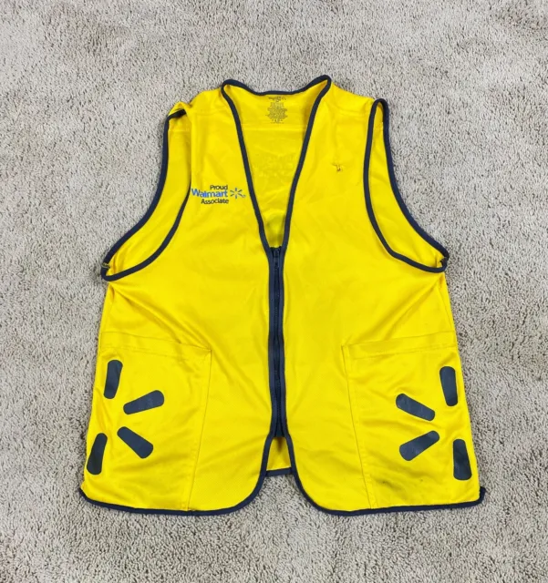 Walmart Employee Vest Adult Medium Proud Associate Unisex Yellow Zip Uniform
