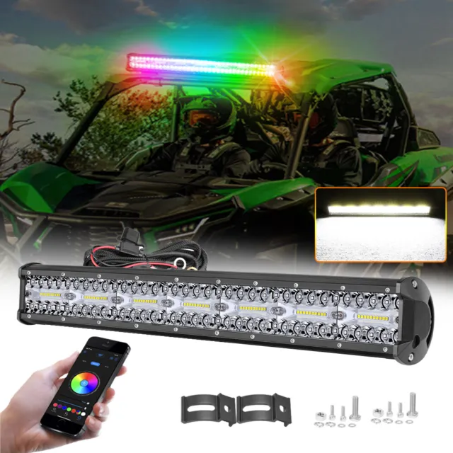 20Inch Spot RGB LED Light Bar Chase Strobe Flashing Mode for Off-road Truck RZR