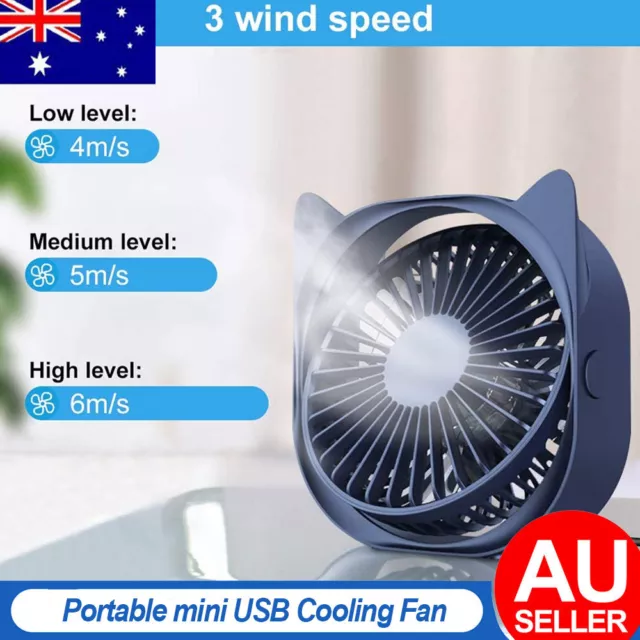 Portable mini USB Cooling Fan 360° Small Desktop Desk Quiet Computer Home Office