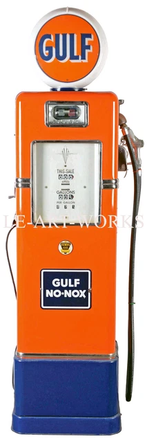 Half Half Size Vintage Retro 3 Feet Garage Gulf 60S Gas Pump Man Cave Art Poster