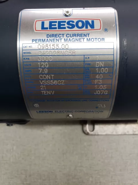 Leeson DC Motor, 1 HP, 3000 RPM, 0-120 VDC, TENV, 56CZ, Shaft Diameter- 5/8"