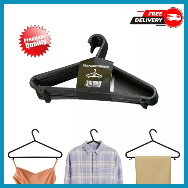 Adult Black Coat Hangers Hanger Coat hanger Strong Plastic Clothes Trousers UK