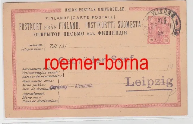 75283 alte Ganzsachen Karte Finnland 10 Penni 1893 nach Leipzig