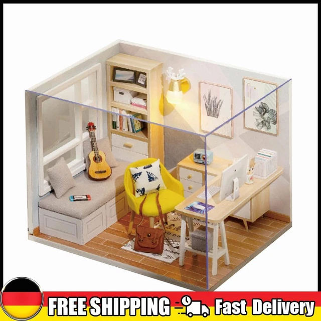 Erhumama Puppenhaus Bastelset - Miniatur Katzen Café Mit LED Licht