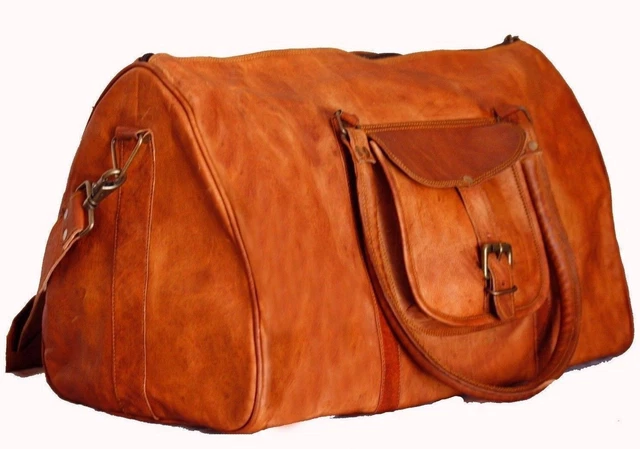 Sac De Voyage Vintage En Cuir Véritable - Grand Format, Marron, Idéal Pour Le Gym, Week-end Ou Nuit