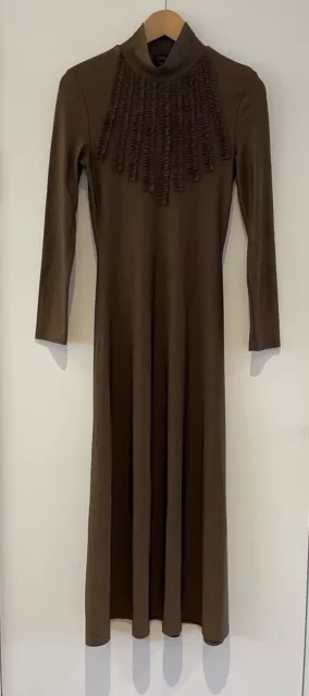 Stunning Jean Paul Gaultier Femme Brown Long Sleeve Midi Dress Size 40 (UK8)