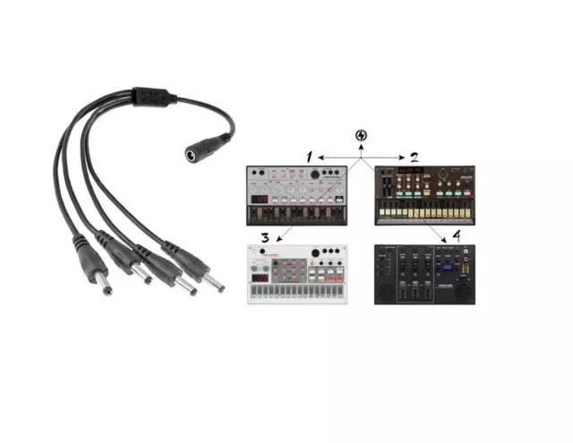 SHOCK ELECTRONIX SE35 4-Way Power Cable FOR 9V KORG KA-350 Type Devices