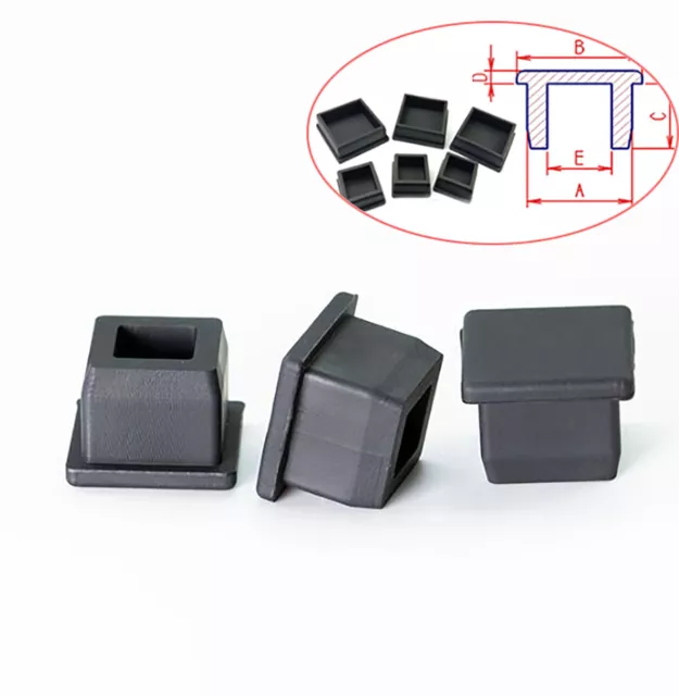 Black Rubber Square Plugs Stopper Pipe Tube End Caps Bungs Cover Seals Non-Slip
