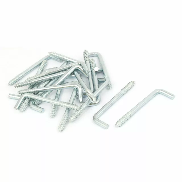 Home Wall L Shaped Self Tapping Metal Screw Hook Picture Hanger M5x60mm 20pcs