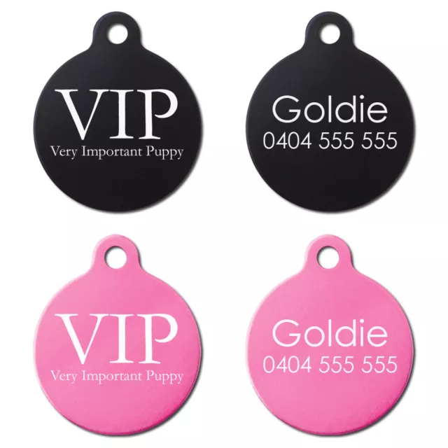 Funny Cute Graphic Dog Pet Puppy ID Tag Personalised Engraved Aluminium 31mm L