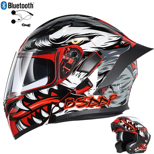 DOT BLUETOOTH MODULAR Motorcycle Helmet FULL FACE Crash Motorbike Flip