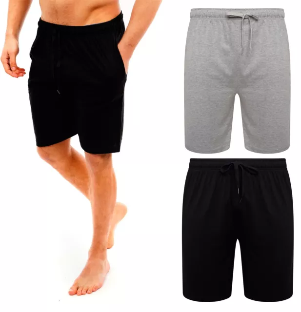 Mens Lounge Shorts Pyjama Jersey PJ Short For Men 100% Cotton Pajama Pack Of 2