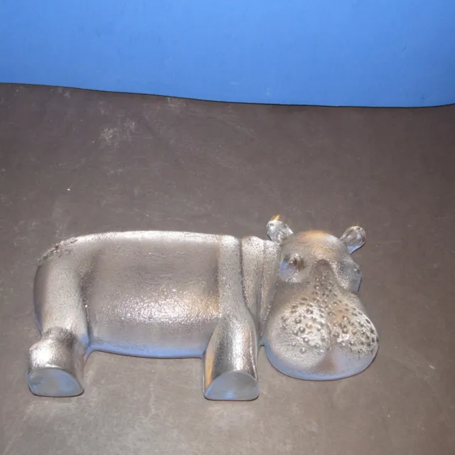 Rare Viking Art Glass Hippo Figurine Paperweight Hippopotamus