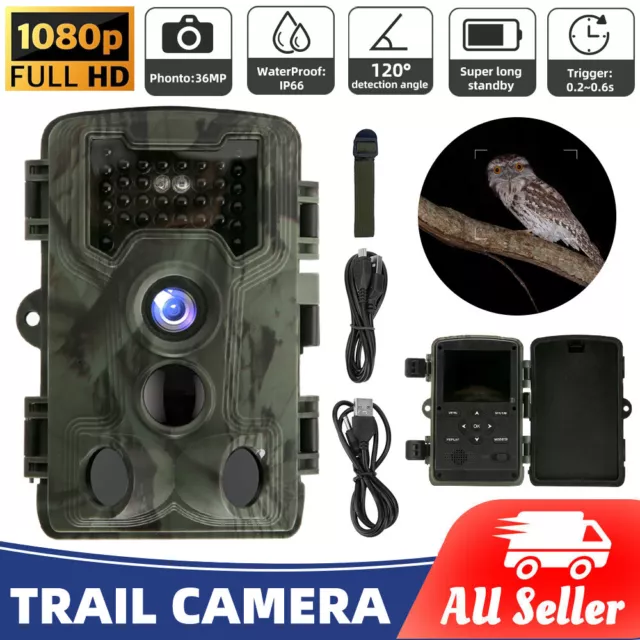 Trail Camera 36MP Farm Security Hunting Game Cam 1080P Wildlife Night Vision