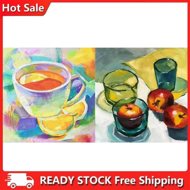 Kit olio da parete tazza frutta vernice per numero poster per tela casa pittura opere d'arte
