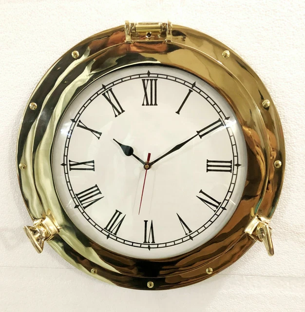 Antik Marine Messing Schiff Bullauge Analog Uhr Nautisch Wanduhr Wohndeko