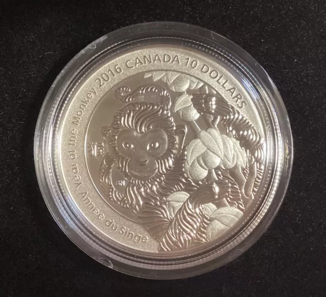 Canada 2016 Lunar Year of The Monkey 10$ Dollar Proof Silver Coin(Case&COA)