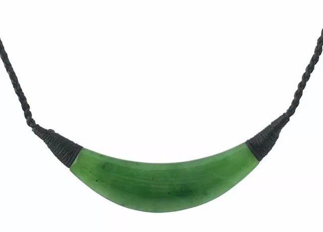 Genuine Natural Green Nephrite Jade Necklace w/ Adjustable Cord