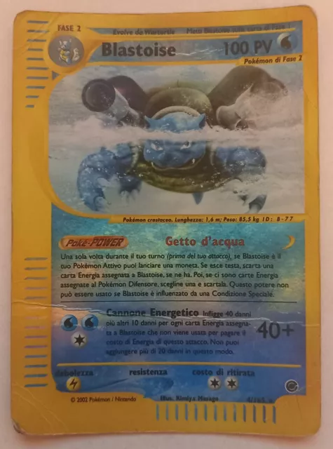 Carta Pokemon Blastoise 2002 Expedition Base Set 4/165 Holo Rare Reverse ITA