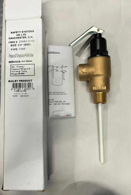 716T – Bailey Birkett Pressure & Temperature Safety Relief Valve