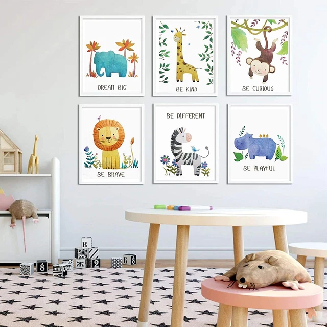 BABY NURSERY DECOR Jungle Safari Animals Inspiration Unframed Wall Art