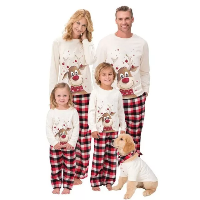 Christmas Red Pyjamas Pajamas Xmas Family Matching Sleepwear Tops Pants PJs Sets