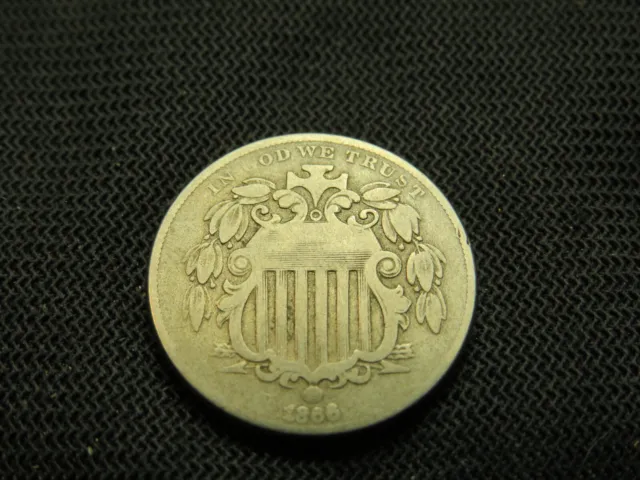 1866 Rays  Old Shield Nickel US Type Coin post civil war era fine