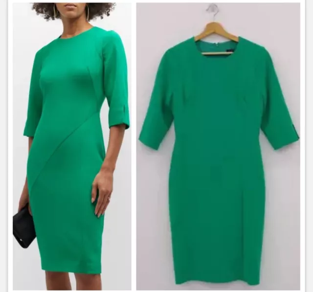 BLACK HALO 3/4 Sleeve Kelly Green Marissa Sheath Dress Size 6