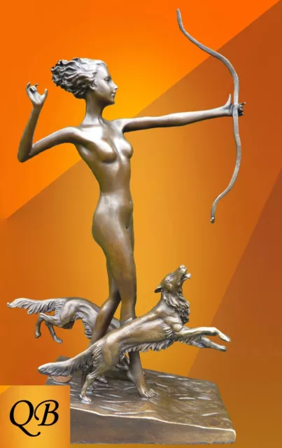 Bronze Figurine Art Deco Sculpture Statue Diana Last Arrow Hot Cast Nude Figure