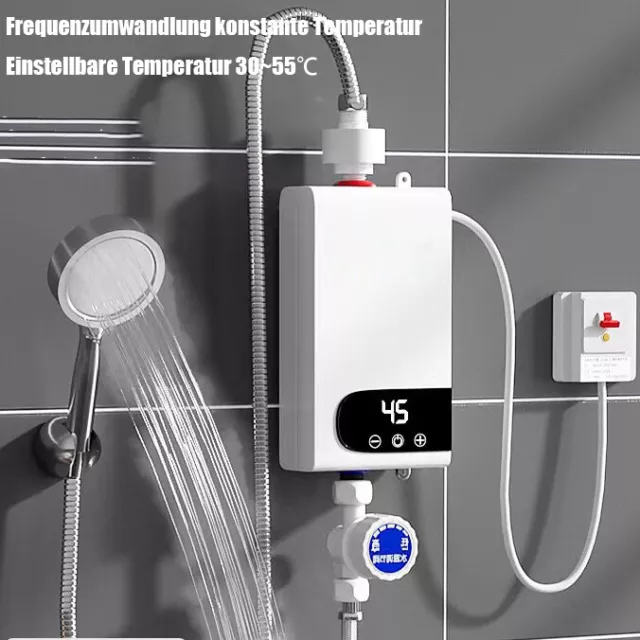 5500W Elektrische Durchlauferhitzer Warmwasser Boiler mit Dusch Handbrause 220V