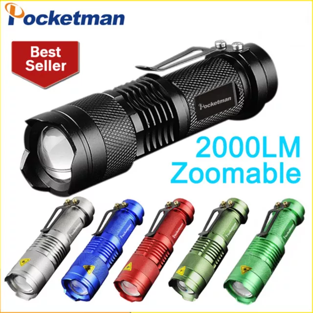 8000LM Mini LED Flashlight Zoomable Torch with Clip Pocket Light 6 Colors