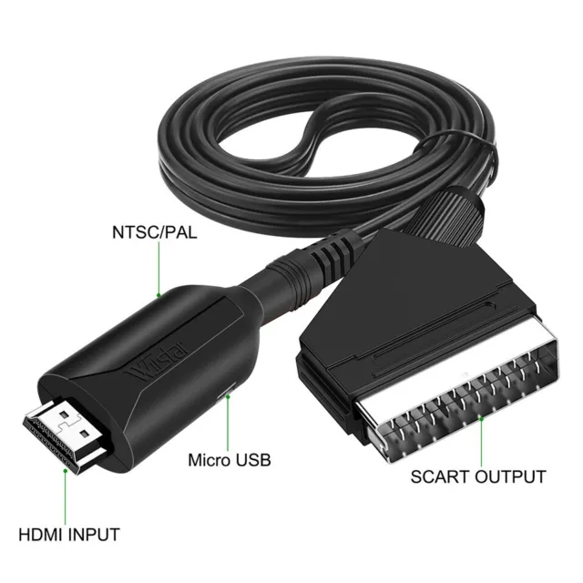 1M HDMI to SCART Converter Cable HDMI Input SCART Output Video Audio Adapter