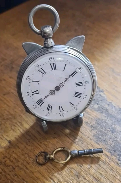 Clé De Montre à Gousset Or 18 Carats Vintage - Poinçon Tête D'aigle, Cabochon Bleu