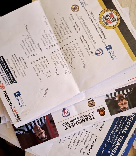 CHESTERFIELD FC VNL Various Away Matches Team Sheets 20192024 £5.00