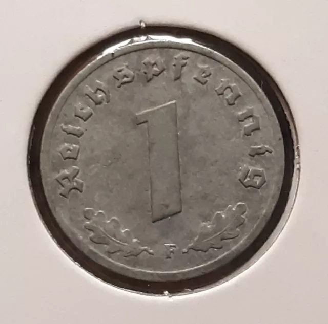 1942F 1 Reichspfennig Penny ~ Germany ~ Vintage German , Heavily Circulated Coin