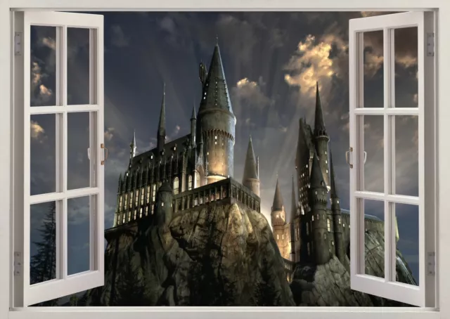 3D Fenêtre Château Wall Sticker Decal Harry Potter Pvc Stickers