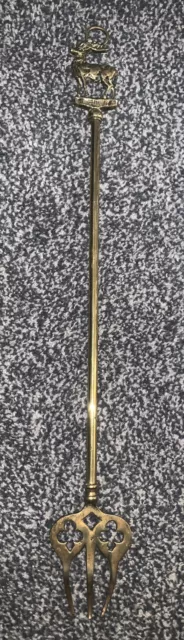 Vintage Brass Toasting Fork with   decorative STAG end Fireside 19 1/4inch 2